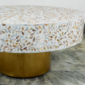 โต๊ะกาแฟสีขาวสุดหรูทำด้วยมือพร้อมดีไซน์ลายดอกไม้แบบมินิมอลเฟอร์นิเจอร์บ้านสำหรับองค์ประกอบตกแต่งห้องนั่งเล่น - Product Image 4