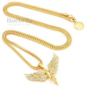 Pendentif Ange Volant en Argent 925 Plaqué Or 14K Style Hip Hop Collier Glacé avec Charms Moissanite - Product Image 3
