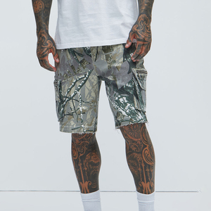 Custom Manufacturer <b>Utility</b> Pocket Distressed Ripped All Over Print <b>Shorts</b> Straight Weave Summer Knee-Length Outerwear - Product Image 1