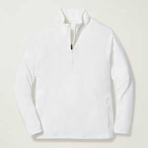 Logo personnalisé Hommes grande taille coupe ajustée confortable doux couleur unie à manches longues polaire chaud quart fermeture éclair Golf Pull - Product Image 3