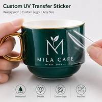 Autocollants de transfert UV DTF personnalisés, imperméables, pour tasses, mugs, pots à bougies, bouteilles, emballages, logo, toutes tailles, formes et couleurs, à peler et à presser
