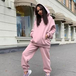Premium Customize Stylish Woman Tracksuits 100% Cotton <b>Hooded</b> Sweat Suits New Casual Breathable Stylish 2 Piece Set - Product Image 2