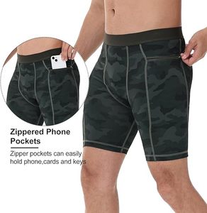 Shorts de compression ajustés pour hommes, haute qualité, pour gym et yoga, en tissu Spandex, anti-transparence, confortables, taille élastique - Product Image 3