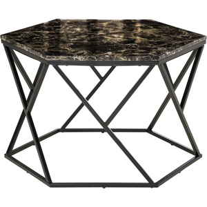 Black Color Metal Frame & Wooden Top Coffee Side <b>Table</b> Modern Design for Your Living Room or Lounge Space - Product Image 2
