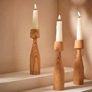 Soporte de vela de madera de Venta caliente para velas cónicas, candelabro de despensa decorativo para boda, comedor, - Product Image 5