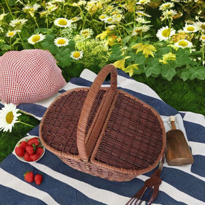 ตะกร้าไม้ไผ่สานมือปรับแต่งได้ส่งตรงจากเวียดนาม-สำหรับตะกร้าอาหารเค้กขนมปังปิกนิก - Product Image 1