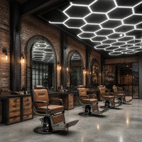 Luminaire LED hexagonal moderne pour salon de coiffure, installation facile, décoration intérieure de salon - 4