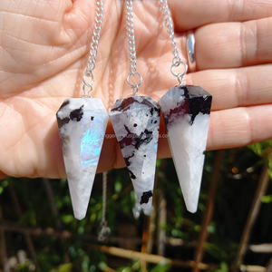 Superventas, venta al por mayor, péndulos de piedra lunar arcoíris de cristal, piedra preciosa tallada Feng Shui para decoración del hogar, Reiki metafísico - Product Image 2