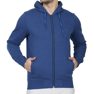 Sweat-shirt à capuche zippé intégral pour homme, streetwear, 450 g/m², coton mélangé, épaules tombantes, broderie basique pour l'hiver - Product Image 1
