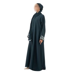 Abaya Verde Azulado con Mangas Bordadas, Ropa Islámica Modesta de Lujo para Mujer, Estilo Dubái, Caftán Formal, Vestido Largo Elegante - Product Image 3