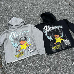 เสื้อฮู้ดดี้สตรีทแวร์สไตล์วินเทจแบบครอป ตัดขอบดิบ ผ้าฟลีซคอตตอน 100% ทรงโอเวอร์ไซส์ ผ้าคอตตอนหนานุ่ม สไตล์เบสิกแบบสั่งทำ - Product Image 3