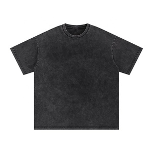 เสื้อยืดผู้ชายผ้าฝ้าย 100% ทรงโอเวอร์ไซส์ ล้างสีแบบแอซิด ไหล่ตก ทรงสตรีทแวร์ หนานุ่ม ไม่ยับ - Product Image 1