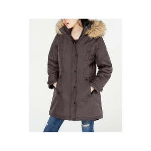 Cappotto Invernale Imbottito con Cappuccio Verde Oliva per Ragazze Madden, con Bordo in Pelliccia Sintetica, Antivento - Product Image 1