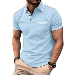 Nouvelle mode printemps hommes imprimé Simple décontracté 100% Polyester à manches courtes rayé fermeture éclair Polo hommes vêtements de Golf - Product Image 6