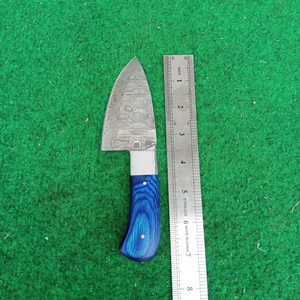 Cuchillo de chef de Damasco hecho a mano, mango de madera Pakka, cuchillo de cocina pequeño de acero de Damasco para deshuesar, cuchillo de cocina con cubierta de cuero - Product Image 4
