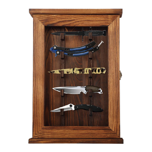 Boîte à couteaux murale en bois avec présentoir pour 6 couteaux, organisateur de collection, support de rangement pour couteaux - Product Image 1