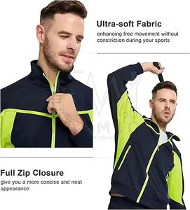 Conjuntos de jogging con cremallera atlética de lana deportiva de alta calidad, conjuntos de chándales de hombre con parches personalizados para correr y trotar - Product Image 5