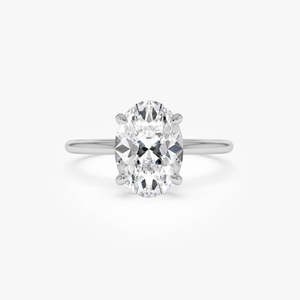Radiant Oval Prong Set Lab Grown Diamond Engagement <b>Ring</b> 2.00 Ct E-F VS 14K Gold For Bridal Anniversary Gift - Product Image 1