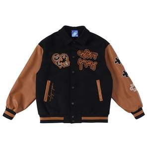 OEM School College Custom Chenille Embroidery Logo Student Leather Bomber Baseball Patch Letterman <b>Men's</b> Winter Varsity <b>Jacket</b> - Product Image 1