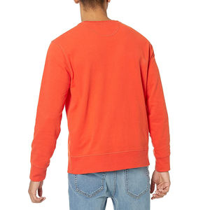 Sudadera de algodón orgánico pesado personalizada para hombre, ropa informal, color naranja liso, cuello redondo, sudadera para hombre - Product Image 5