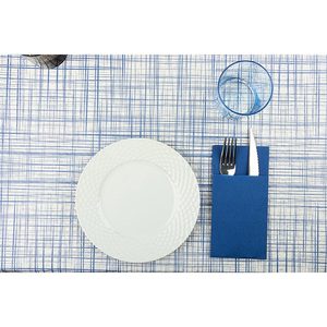 Nappe de table professionnelle en papier bleu 100x100cm, imprimé urbain, pliée 1/8, sous film rétractable avec code EAN, B2B - Product Image 2