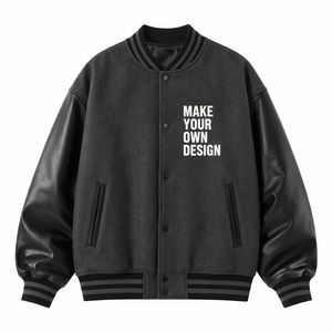 Custom Design Varsity <b>Jacket</b> <b>Men's</b> Navy Blue Cream Sleeve Casual Button Front <b>Letter</b> Print Autumn Wear - Product Image 5
