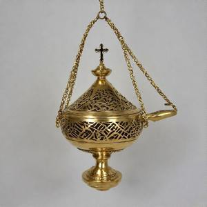 IncensaLux Holy Flame Brûleur d'encens à charbon de bois antique Encensoir en laiton fabriqué à la main pour la messe et les offrandes spirituelles - Product Image 1