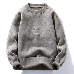 Sweat uni à manches longues en coton pour hommes avec col ras du cou personnalisé pour hommes pas cher de haute qualité - Product Image 3