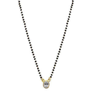 Kriaa Collares Gargantillas Finas-1500679 Mangalsutra Austriaco Blanco con Chapado en Oro - Product Image 1