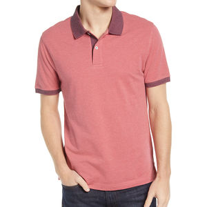 Mode moderne pour hommes 100% coton pour polo bloc de couleur unie avec fentes latérales courtes pour un ajustement confortable - Product Image 1