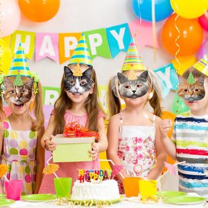 12 piezas gato favores <span class=keywords><strong>gatito</strong></span> fiesta <span class=keywords><strong>gatito</strong></span> cumpleaños máscaras Facial gato cumpleaños fiesta decoración máscaras gato tema Fiesta suministros - Product Image 5