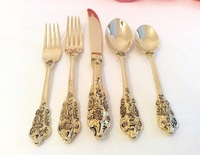 Ensemble de couverts en métal Vintage en acier inoxydable, cuillères, fourchettes et couteaux pour Restaurants, hôtel et maison, décoration de Table à manger