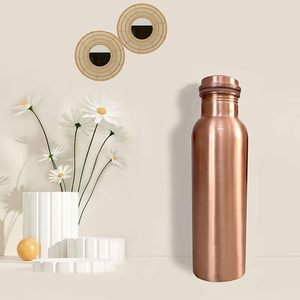 Hecho a mano 100% cobre puro martillado botella de agua brillante a prueba de fugas para uso diario gimnasio Yoga Drinkware a un precio - Product Image 3