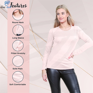 Wholesale Custom Logo Women's <b>T</b>-<b>Shirts</b> Casual Slim <b>Long</b> <b>Sleeve</b> With O-Neck Breathable Solid Design <b>T</b>-<b>Shirt</b> - Product Image 3