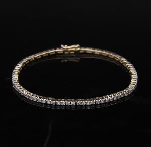 Elegante pulsera de tenis clásica de oro de 14 quilates 2.94CTW Diamante de corte redondo natural Ajuste seguro Pulseras de diamantes Brazaletes - Product Image 1