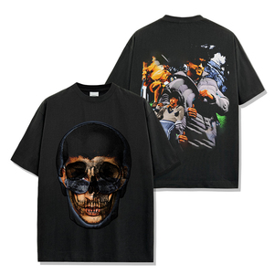 T-shirt à col rond surdimensionné pour hommes de haute qualité 100% coton lourd Logo personnalisé bouffée graphique lettre Design maillot vierge - Product Image 5