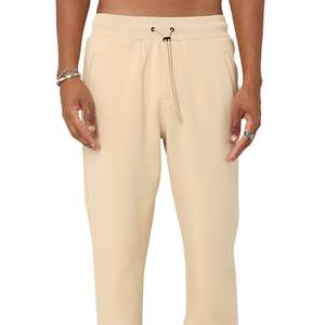 Pantalon de survêtement long 100% coton à cordon de serrage pour hommes, couleur unie, motif de jogging, pantalon Streetwear léger - Product Image 4