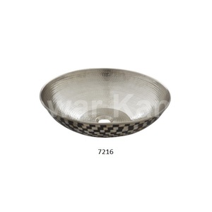 <b>Round</b> Handcrafted Nickel Finished Hammered Copper Bathroom <b>Basin</b> Sink Antique Design Home Decor Copper Bathroom <b>Basin</b> Sink - Product Image 1