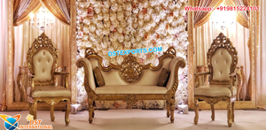 Loveseat DE BODA italiano de aspecto dorado para pareja, novia, novio, Loveseat para escenario de boda, sofá de boda de estilo italiano para novia - Product Image 4
