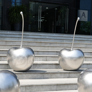 Sculpture de fruits personnalisée Décoration intérieureModern Fruit Sculpture de cerise en acier inoxydable Statue Décoration de cour - Product Image 2