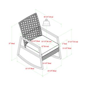 Fauteuil à bascule simple Bavol en aluminium et rotin PE avec finition naturelle pour une utilisation intérieure et extérieure. - Product Image 6