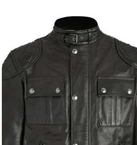 Veste de moto en cuir véritable noir motard décontracté dernière conception veste de motard en cuir pour homme vente en gros - Product Image 4