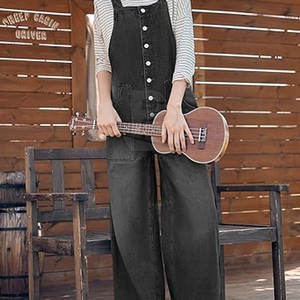 Peto de mujer de alta calidad Nuevo estilo Pantalones vaqueros de cintura alta Baberos Mono general Casual Fabricante OEM - Product Image 4