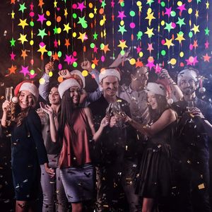 Cercle fluorescent points guirlandes néon banderoles UV lumière noire lueur réactive lumineuse fête de mariage enfants décorations d'anniversaire - Product Image 2