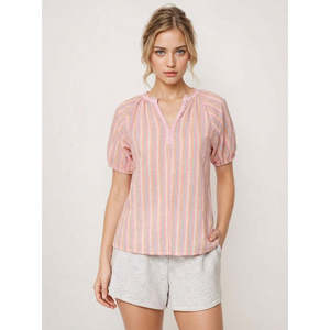 Blusa de Algodón Tejido a Rayas de Inspiración Vintage con Volantes, Bordado Festoneado y Botones - Disponible en Talla XS - Primavera Verano - Product Image 2