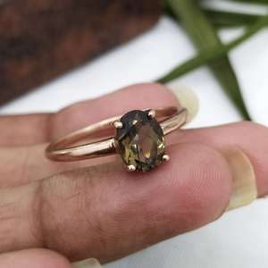 Bague en quartz fumé naturel, argent sterling 925, bijoux bohèmes élégants et luxueux, cadeau de mode pour femmes et filles, design unique - Product Image 5