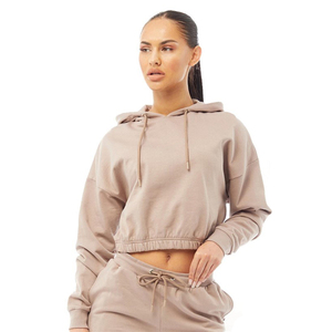 Nouvel arrivage de sweat à capuche en coton vierge crop top femmes à manches longues pull d'hiver personnalisé sweats à capuche élégants pour femmes - Product Image 2