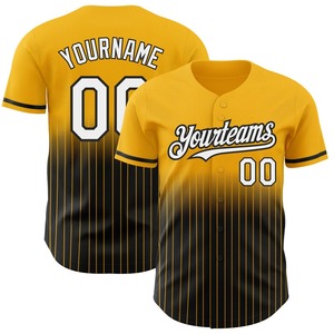 Pakistán ropa deportiva industria personalizada oro a rayas blanco-negro auténtico se desvanecen moda béisbol Jersey - Product Image 1