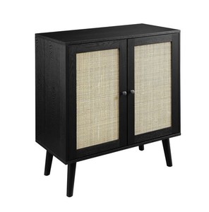 Mueble de madera de teca con 2 puertas, mueble negro de madera maciza - Product Image 4