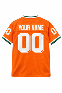Uniforme Deportivo Personalizado al por Mayor, Camiseta de Fútbol Americano Naranja, Manga Corta de Verano, Unisex, Transpirable y de Secado Rápido - Product Image 3